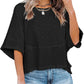 🔥 50% OFF · Women's Solid Color Splicing Loose Five-Point Flare Sleeve T-Shirt ✨