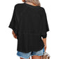 🔥 50% OFF · Women's Solid Color Splicing Loose Five-Point Flare Sleeve T-Shirt ✨
