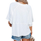🔥 50% OFF · Women's Solid Color Splicing Loose Five-Point Flare Sleeve T-Shirt ✨
