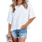 🔥 50% OFF · Women's Solid Color Splicing Loose Five-Point Flare Sleeve T-Shirt ✨