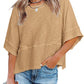 🔥 50% OFF · Women's Solid Color Splicing Loose Five-Point Flare Sleeve T-Shirt ✨