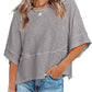 🔥 50% OFF · Women's Solid Color Splicing Loose Five-Point Flare Sleeve T-Shirt ✨