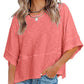 🔥 50% OFF · Women's Solid Color Splicing Loose Five-Point Flare Sleeve T-Shirt ✨