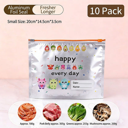 🥦 10-pack återanvändbara aluminiumpåsar – Läckagesäker & håller maten fräsch | SPARA 50% idag! ❄️