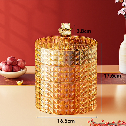 🧧 Röd kinesisk förvaringsask – Diamantmönster för torkad frukt | SPARA 50% idag!
