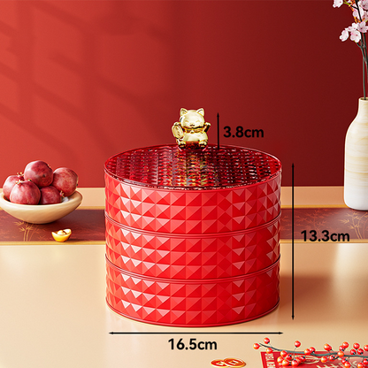 🧧 Röd kinesisk förvaringsask – Diamantmönster för torkad frukt | SPARA 50% idag!