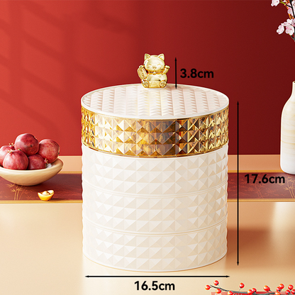 🧧 Röd kinesisk förvaringsask – Diamantmönster för torkad frukt | SPARA 50% idag!