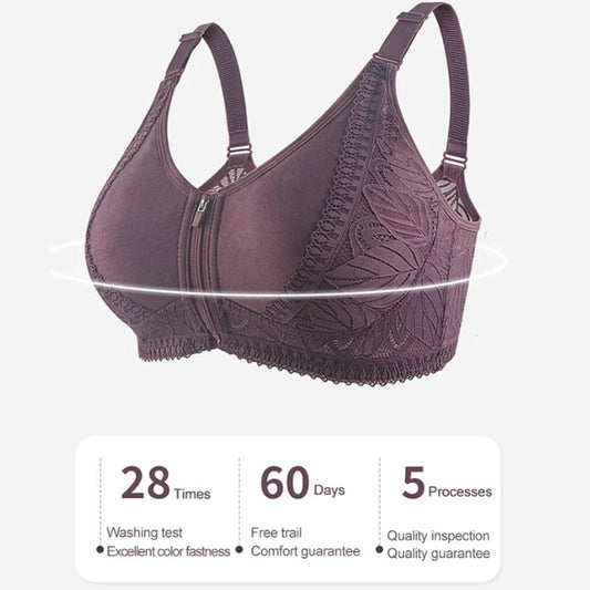Plus size bra with front closure for women