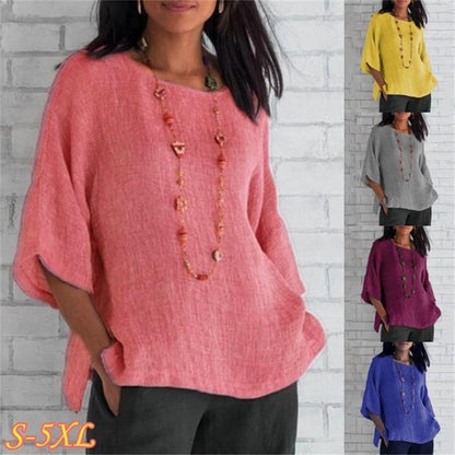 Spring 2023 fashion solid color cotton linen top