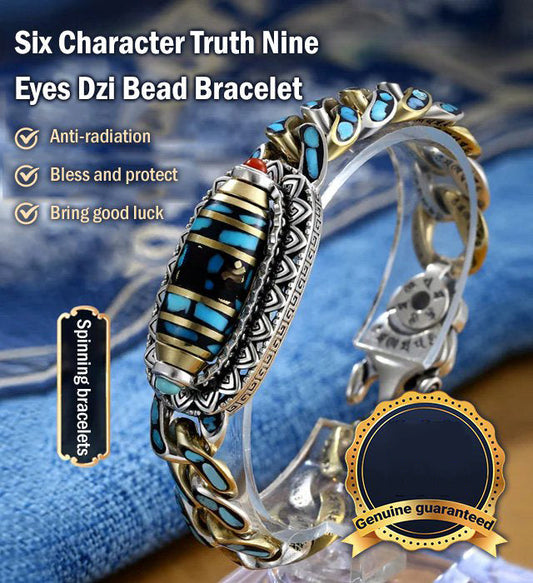 🎁Hot Sale 49% OFF⏳Turquoise Six-character Mantra Nine-eyed Dzi Bead Bracelet