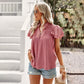 Summer V-neck ruffle short-sleeved shirt