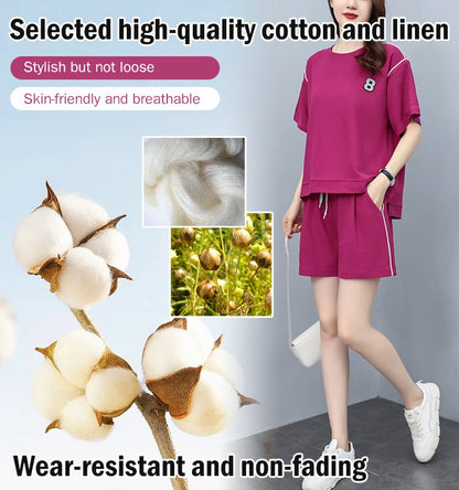 Comfortable Sports Casual 2-Piece Set Short Sleeve + Shorts