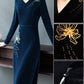 Embroidered Velvet Dress