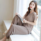 🔥 Buy 2 Free Shipping 🔥Soft Comfortable Ice Silk Short Sleeve T-Shirt Two Piece Set Loose Wide-leg Pants