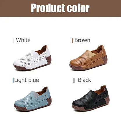 Hollow Comfortable Leather Wedge Sandals
