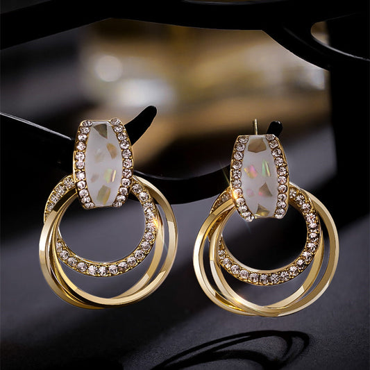 Opal and Zircon Hoop Earrings