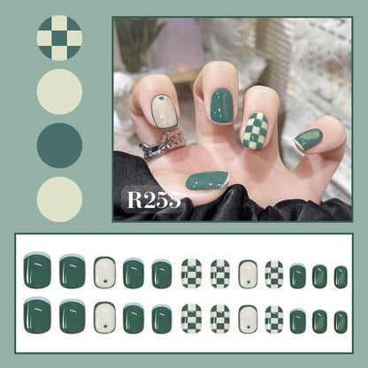 Checkerboard Nail Patch with Jelly Gum (24PCS)