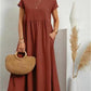 2023 Spring Fashion Solid Color Cotton Linen Pocket Dress