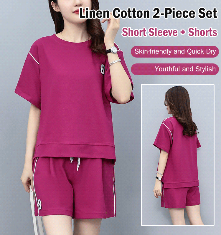 Comfortable Sports Casual 2-Piece Set Short Sleeve + Shorts