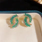💕Fashion Cross Green Crystal Earrings