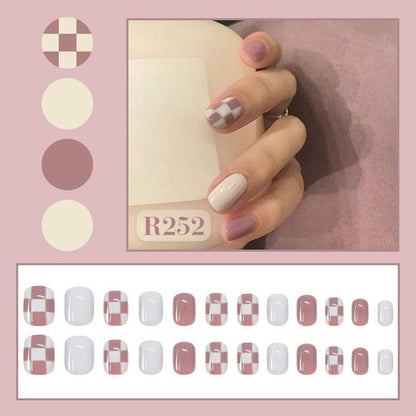 Checkerboard Nail Patch with Jelly Gum (24PCS)