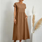 2023 Spring Fashion Solid Color Cotton Linen Pocket Dress