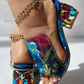 Women's Croc Embossed Rhinestone Chunky Heels