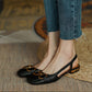 French Square Toe Flat Bottom Female Sandals