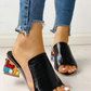 Women's Croc Embossed Rhinestone Chunky Heels