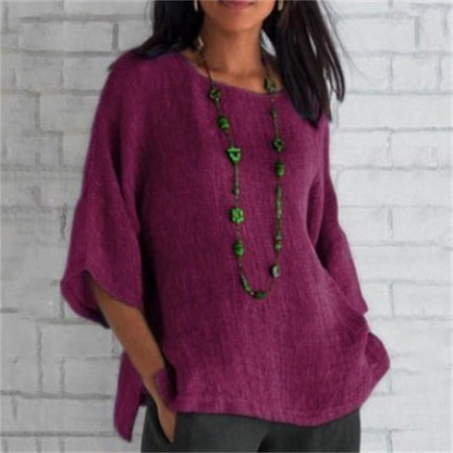 Spring 2023 fashion solid color cotton linen top