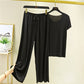 🔥 Buy 2 Free Shipping 🔥Soft Comfortable Ice Silk Short Sleeve T-Shirt Two Piece Set Loose Wide-leg Pants