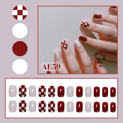 Checkerboard Nail Patch with Jelly Gum (24PCS)