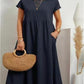 2023 Spring Fashion Solid Color Cotton Linen Pocket Dress