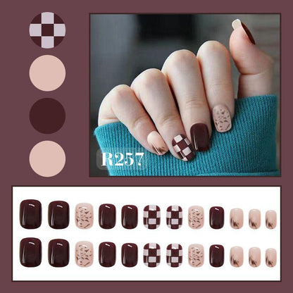 Checkerboard Nail Patch with Jelly Gum (24PCS)