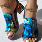 Women's Croc Embossed Rhinestone Chunky Heels