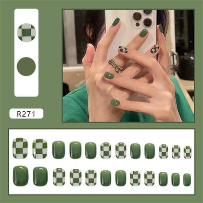 Checkerboard Nail Patch with Jelly Gum (24PCS)