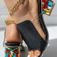 Women's Croc Embossed Rhinestone Chunky Heels