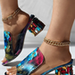 Women's Croc Embossed Rhinestone Chunky Heels