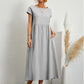 2023 Spring Fashion Solid Color Cotton Linen Pocket Dress