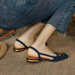 French Square Toe Flat Bottom Female Sandals