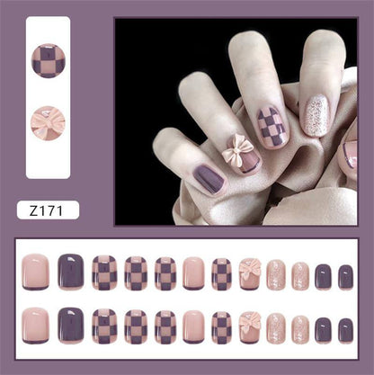 Checkerboard Nail Patch with Jelly Gum (24PCS)